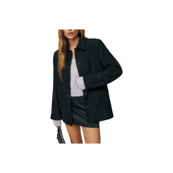 REFORMATION Veda Lincoln Suede Shirt Jacket Jackets Coats Women's Black