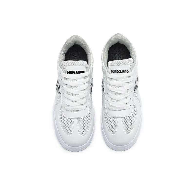 Singing Cushioning Abrasion Resistant Lightweight Low Top Skateboard Shoes Unisex White-3