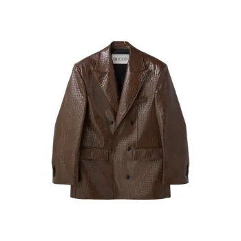 RECTO FW24 LEONA CROCODILE EFFECT OVERSIZED JACKET Jackets & Coats Women's BROWN/Brown
