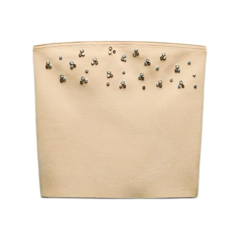 ZARA Strapless Top Women's Xiangzi Blue-0
