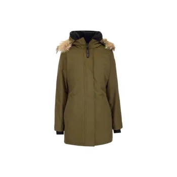 Canada Goose Victoria Series Solid Color Hooded Mid-Length Down Jacket Women's Green