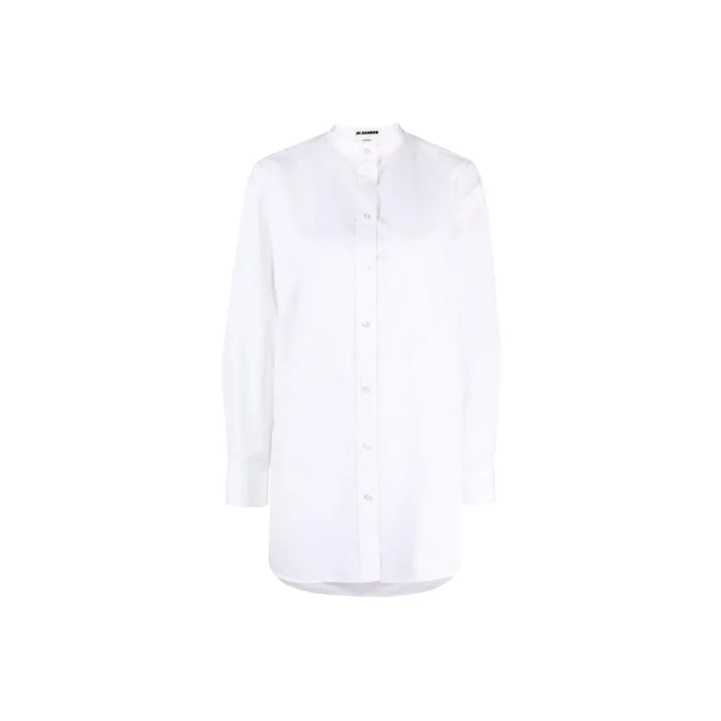 JIL SANDER Band collar Cotton Poplin Shirt-0