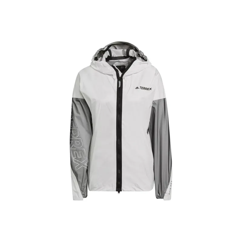 Adidas Agravic Light Waterproof Pro Trail Running Rain Jacket Women's White/Black-0