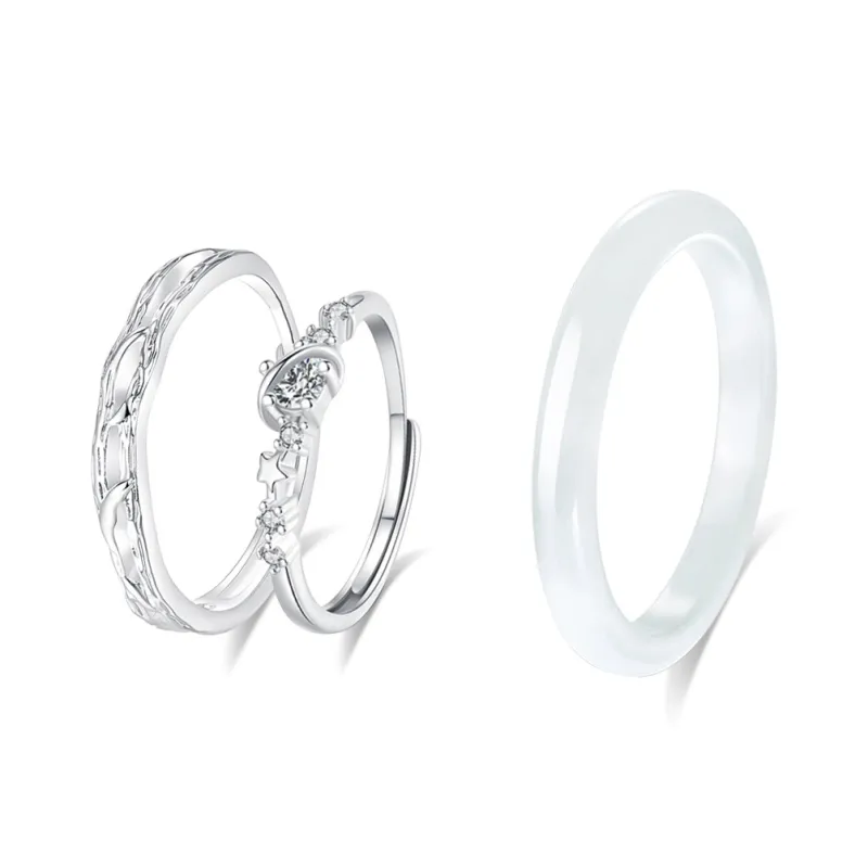 Muyan Glass Cat Eye Rings Unisex-0