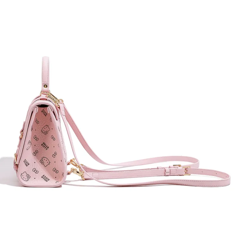 MESUCA ×Sanrio Collaboration Kitty Series PU Backpack Women's Pink/Brown/Milk Tea-4