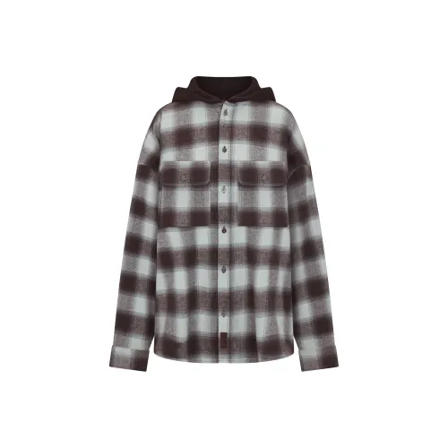 SKIMS Holiday Collection FW24 OUTDOOR FLANNEL OVERSIZED HOODED SHIRT Women's VAPOR SHADOW PLAID/Steam Contour Plaid
