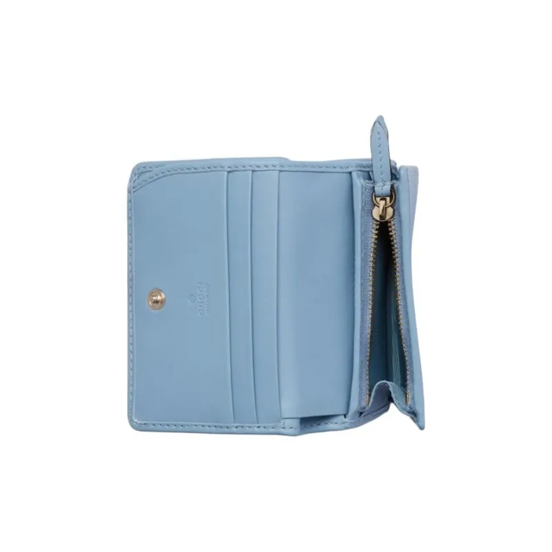 GUCCI GG Emblem Coated Fabric Wallet Mini Women's Light Blue-5