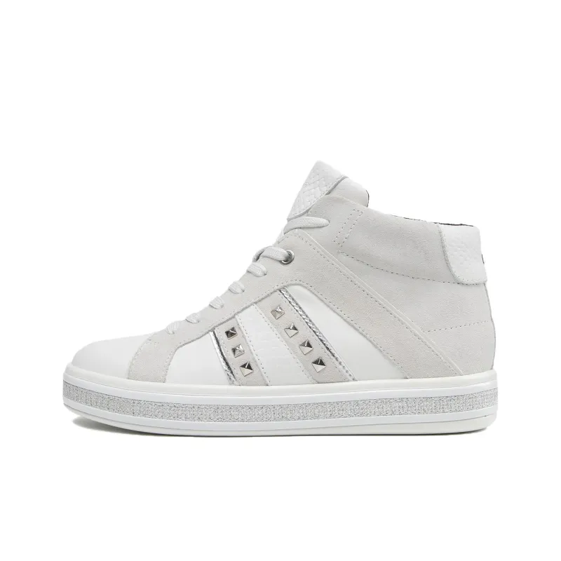 GEOX Leelu B Abrasion Resistant High Top Skateboard Shoes Women's White-0