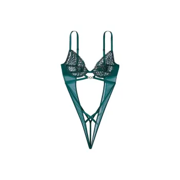 Victoria's Secret VERY SEXY Shimmer Embroidery Crotchless Teddy / Green Bodysuits Women's Green