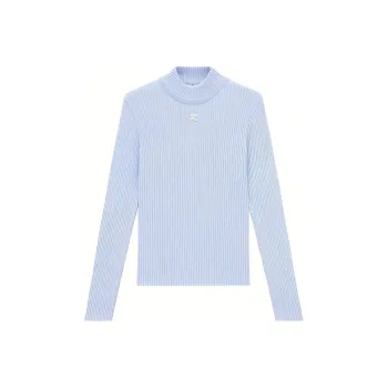 COURREGES Mockneck Rib Knit Sweater 'Sky'