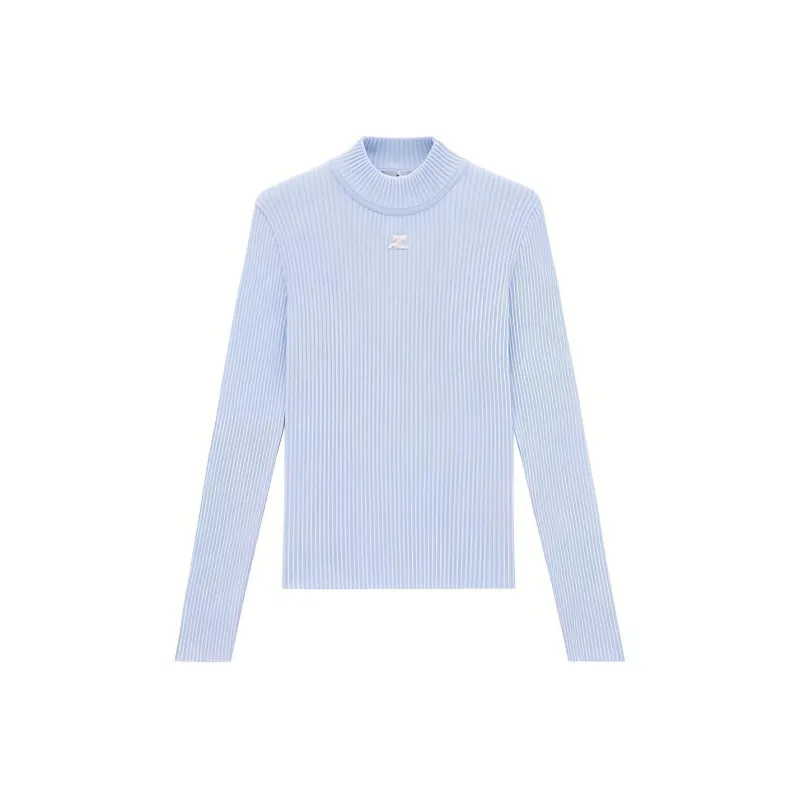 COURREGES Mockneck Rib Knit Sweater 'Sky'-0