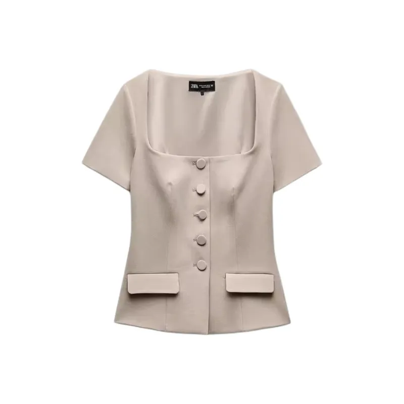 ZARA Regular T Shirt Women's Dark Beige-0