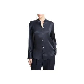 VINCE Band collar Satin Shirt