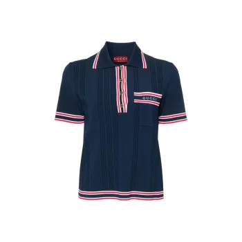 GUCCI Striped edge Ribbed Polo Top