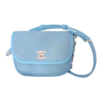 CHANEL Denim Saddle Bag, Messenger Bag, Shoulder Bag, Crossbody Bag Women's Sky Blue Baby Blue