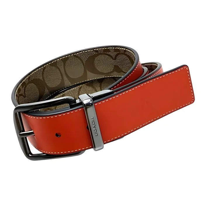 COACH Boxed Coated Canvas With Refined Calfskin Card Holder Men's Khaki, Orange, Red-4
