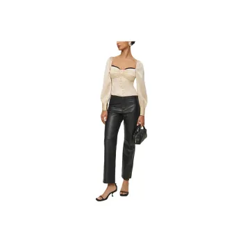 REFORMATION Chiara Silk Top Shirt Women's Almond
