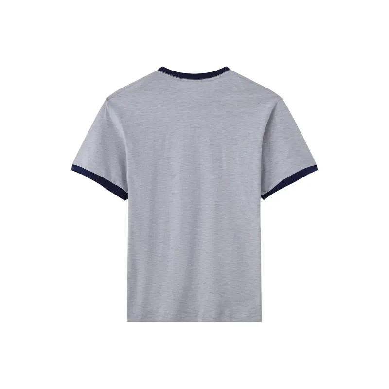 TEME T Shirt Women's White Heather Gray & Navy Blue-1