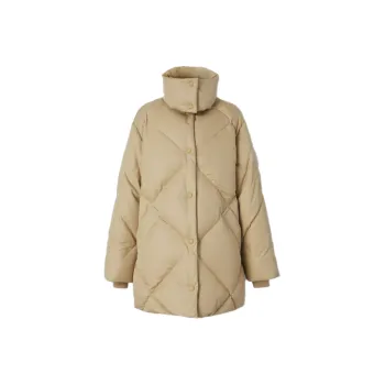 Burberry Diamond Quilted Cotton Gabardine Coat Honey