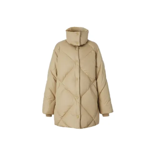 Burberry Diamond Quilted Cotton Gabardine Coat Honey