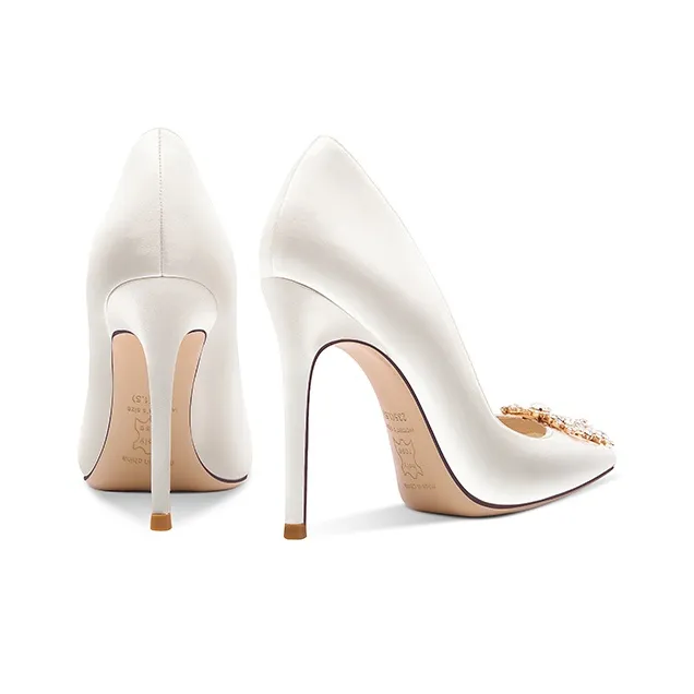 Holy Rose Slim Heel High Heels Women's White-3