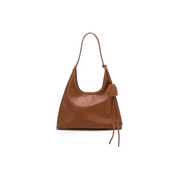Simedin Top Grain Vegetable Tanned Cow Leather Tote Bag, Shoulder Bag Medium Size Women's Deep Black/Coffee Brown