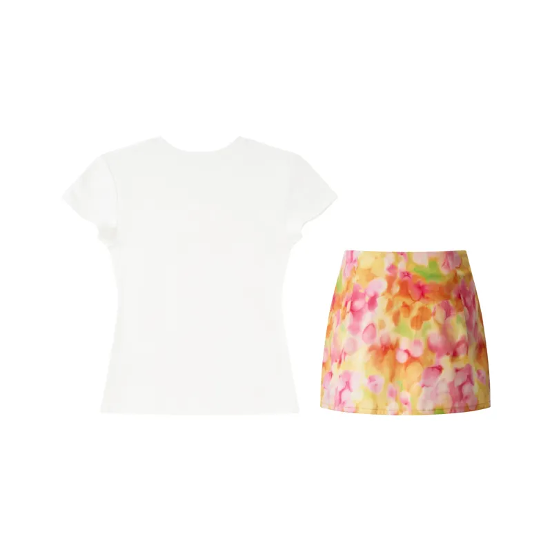 FOASIS Skirt Set Women's White+Multicolor-1