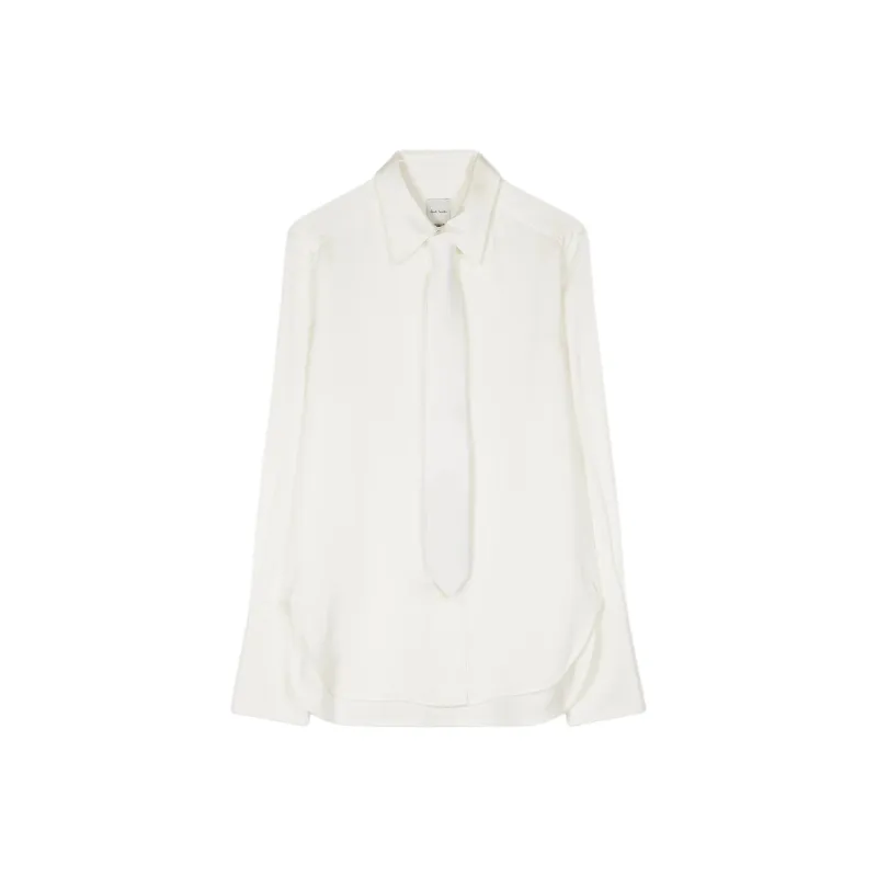 Paul Smith Curved Hem Button Up Tie Shirt-0