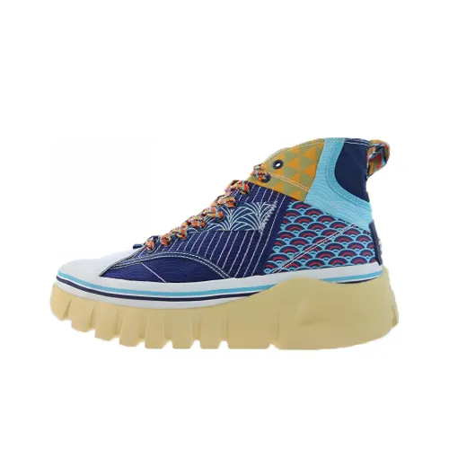 LiNing Wave Boot Slip Resistant, Abrasion Resistant, Lightweight High Top Casual Shoes Women's Blue White