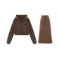 Dark Coffee+Dark Coffee Long Skirt (Two-Piece Set)