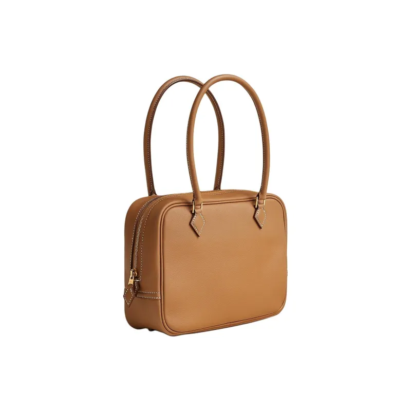 HERMES Plume Swift Calfskin Handbag Mini Women's 37 Gold Brown-1