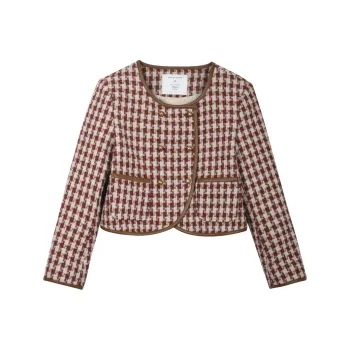 MISHOW Jacket Women's Red Coffee Plaid