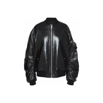 PRADA Oversized Nappa Leather Bomber Jacket 'Black'