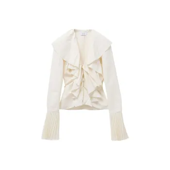 Alexander McQueen Plissé V Neck Blouse