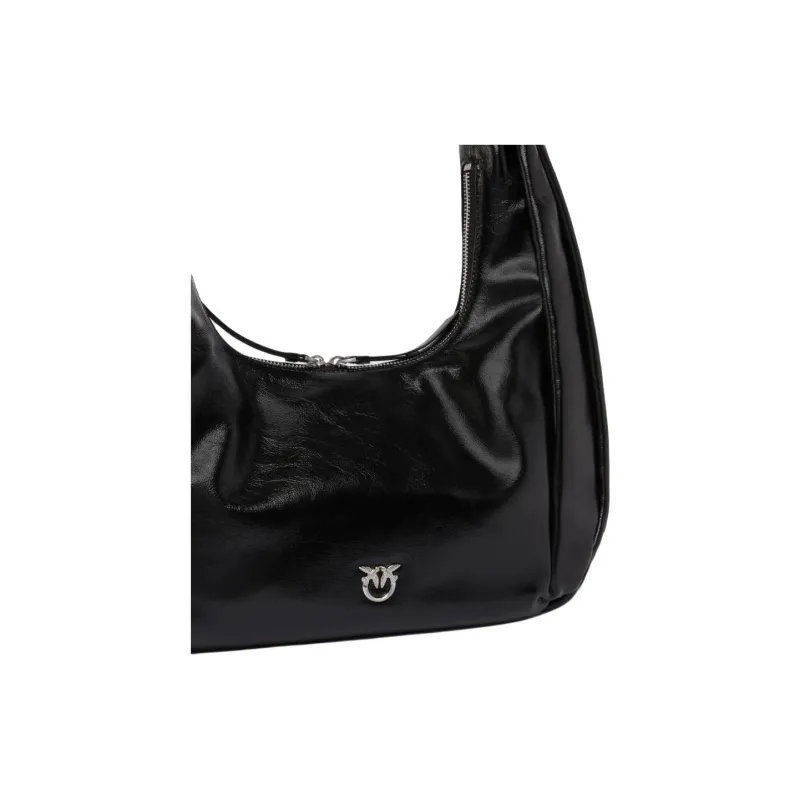 PINKO Love Birds Series Calfskin Croissant Bag Shoulder Bag Women's Black-3