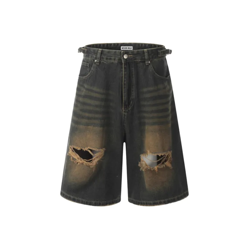 NEVER RULE Denim Shorts Unisex-0
