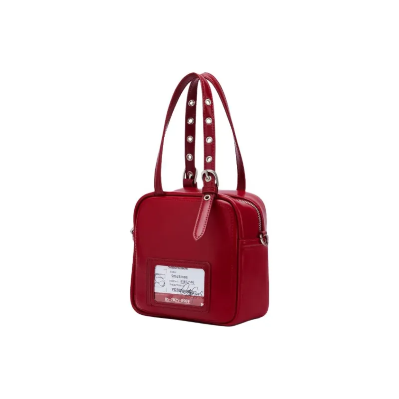 MCMIKO Cow Leather Handbag, Shoulder Bag, Crossbody Bag Unisex Pompeii Red/Honest Black-1