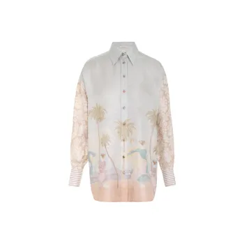 Zimmermann Sensory Dancer-print Spliced Shirt
