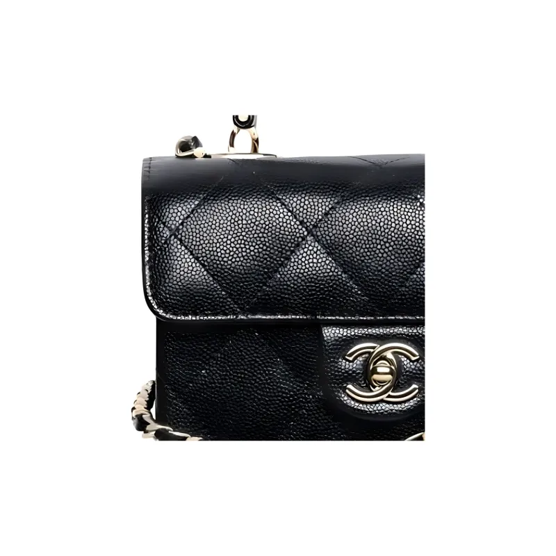CHANEL Cow Leather One Shoulder Handbag Medium Size Women's Black-1