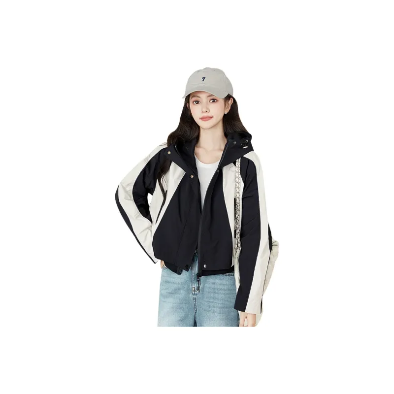 Cypress House Jackets & Coats Women's Black & Beige Color-1