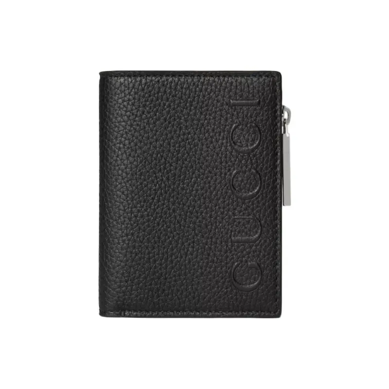 GUCCI Leather Wallet Small Size Men's Black-0