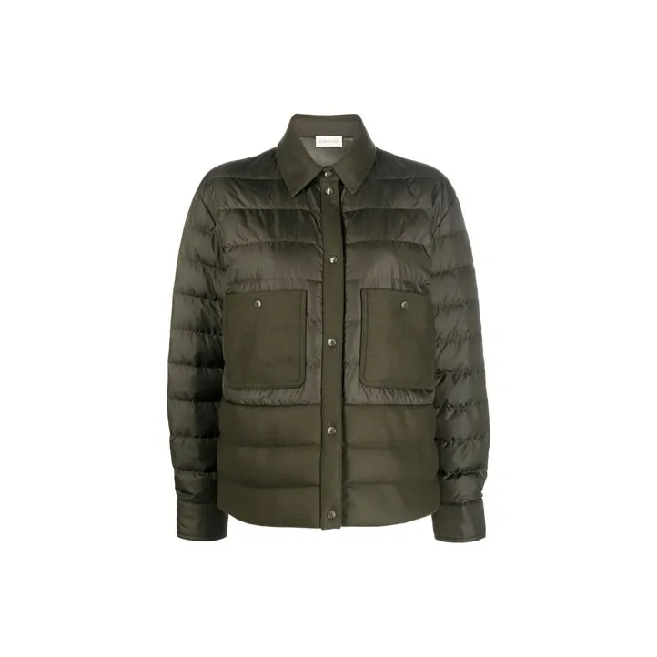 Moncler Women's Padded Over Shirt Dark Army Green-0