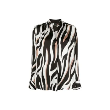PINKO Zebra Print Straight Hem Blouse