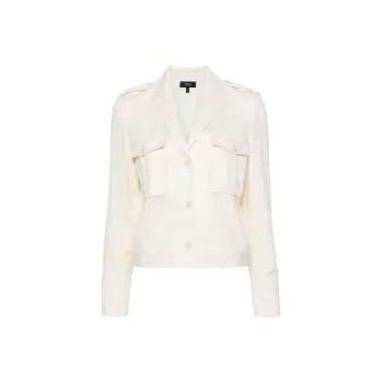 THEORY Buttoned Straight Hem Cropped Jacket