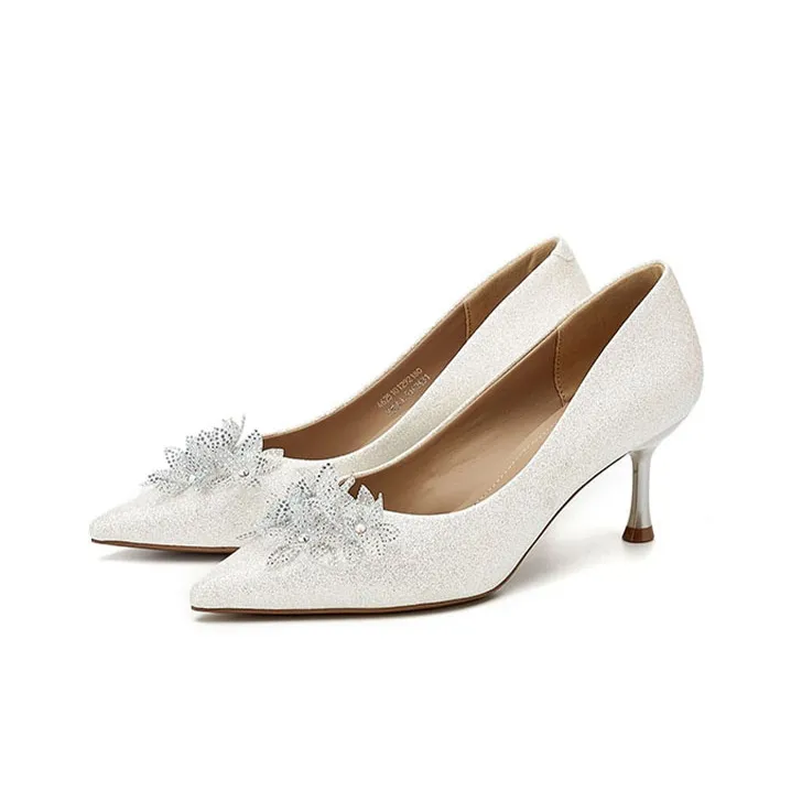 DAPHNE High Heels Women's Champagne, Silver-5