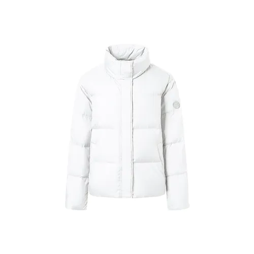 SylphlikeLoli Solid Color Stand Collar Loose Fit Thickened Cropped Down Jacket Women's