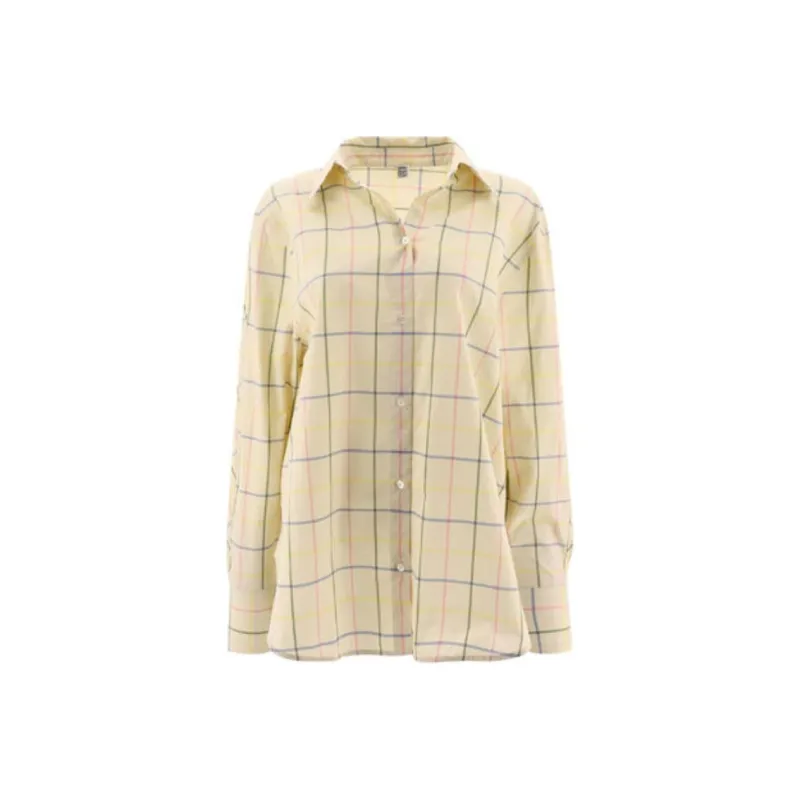 TOTEME Windowpane Printed Long Sleeved Shirt-0
