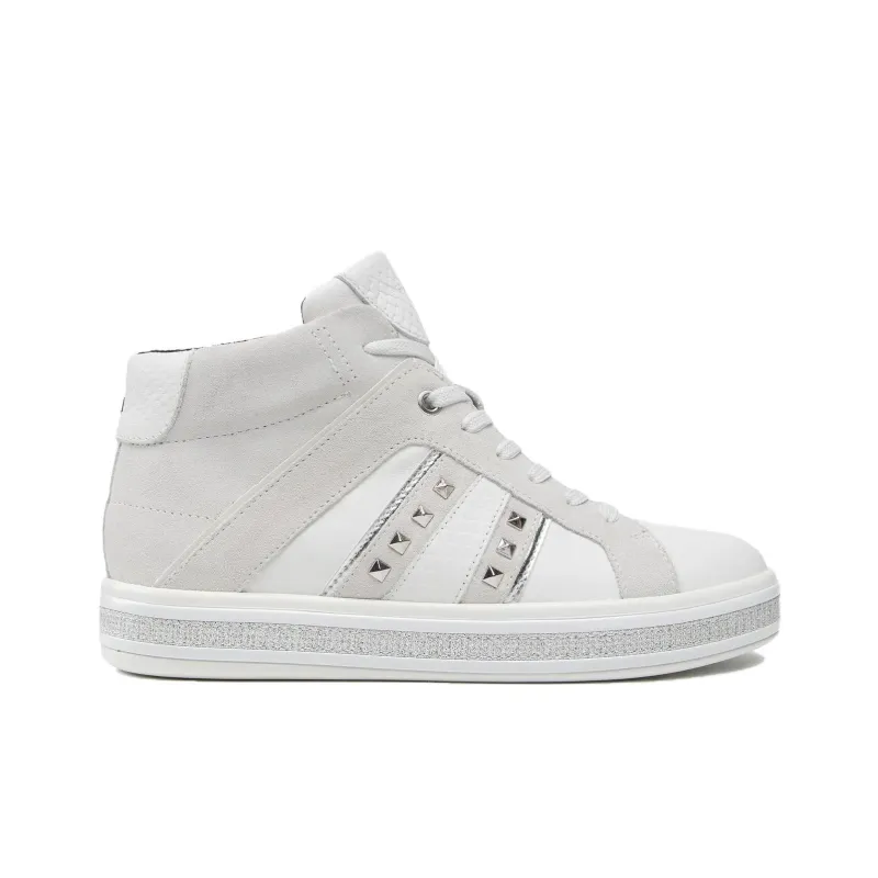 GEOX Leelu B Abrasion Resistant High Top Skateboard Shoes Women's White-1