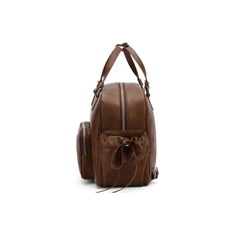 MCMIKO Cow Leather Crossbody Backpack Medium Size Women's Vintage Brown-4