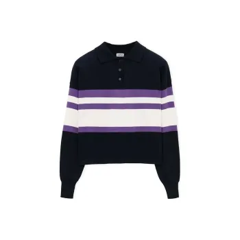 LOEWE Polo Sweater 'Deep Blue/Yellow/Purple'
